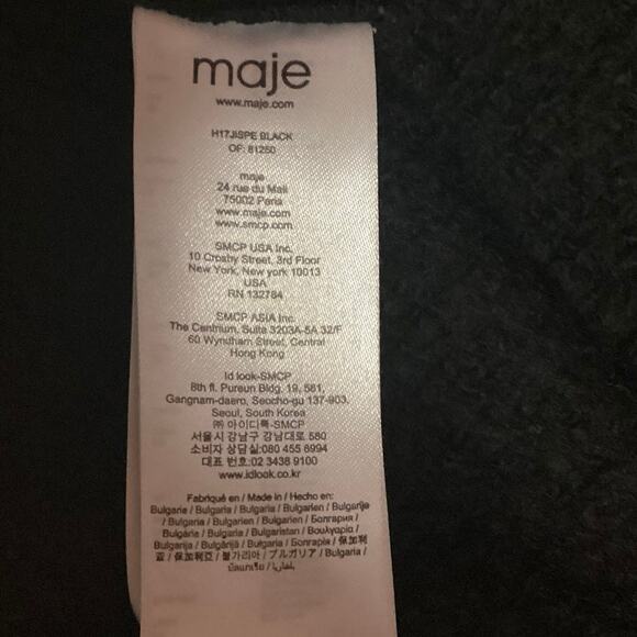 Maje Black Jispe Textured Asymmetric Elastic Waist Pull On A-Line Mini Skirt L - Picture 5 of 5